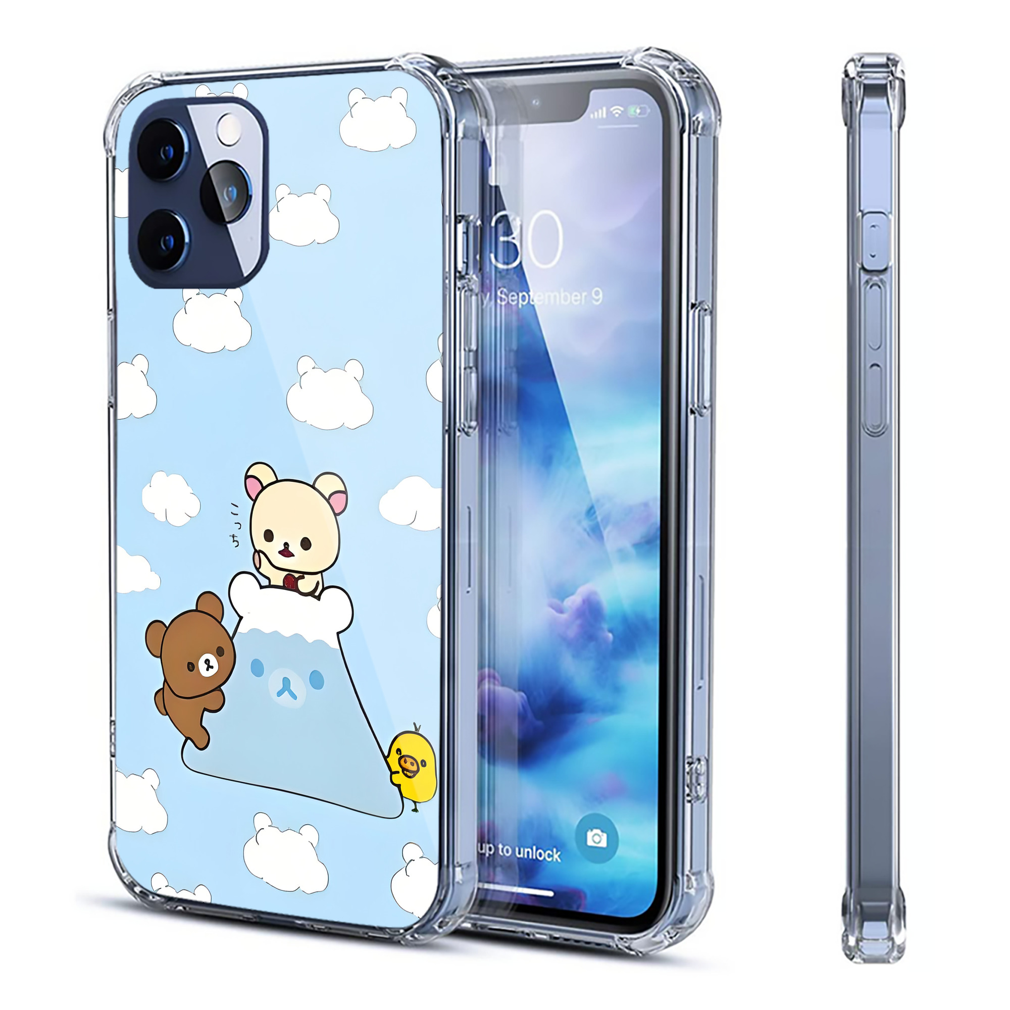 （画像用） リラックマ リラックマ キイロイトリ Rilakkuma Korilakkuma Kiiroitori 【iPhone 12シリーズ対応】透明スマホケース（クリアソフトケース）